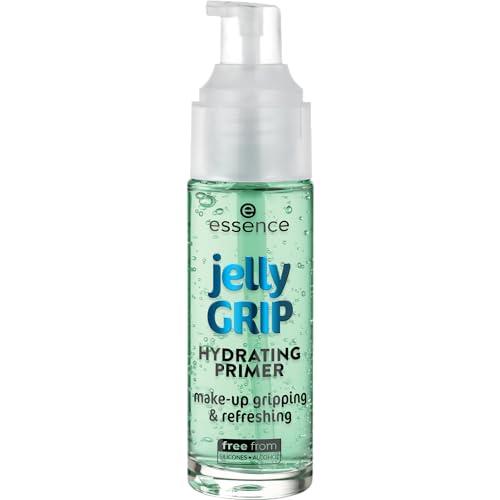 Essence Jelly Grip Hydrating Primer, verde, idratante, levigante, naturale, per pelle secca, vegana, senza parabeni, nanoparticelle, senza glutine, confezione da 29 ml