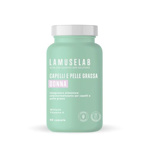 LAMUSELAB Integratore Hair Sebonorm Donna Con Estratti Vegetali Vitamine e Minerali, per il Benessere dei Capelli, Antiossidante per la cura della Pelle, Senza Glutine, 90 Capsule