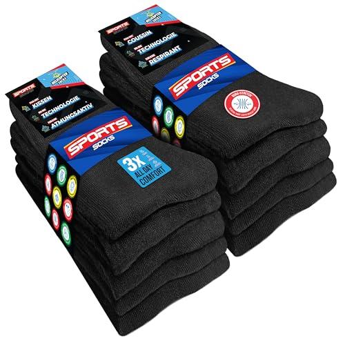 SOXCO 10 Paia Calzini Uomo Sportivi Spugna Running Trekking, Confezione da 10