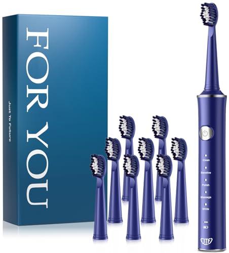 Spazzolino Sonico JTF Spazzolino Elettrico da Viaggio Spazzolini Sonic Portatile Spazzolino Denti Elettrico con Custodia da Viaggio e Base Ricaricabile Wireless, 6 Testine/5 Modalità/2 Minuti Timer