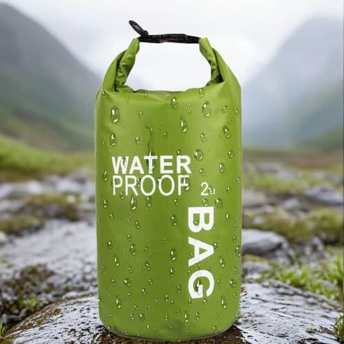 Borsa impermeabile da 2 l, leggera, arrotolabile, per kayak, nuoto, campeggio e spiaggia, compatta e impermeabile, essenziale per attività all'aperto (Peagreen)