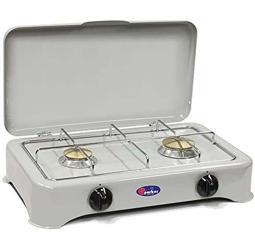CFParker Fornello a Gas 2 Fuochi a Gas Metano per Uso Esterno Casa o Campeggio Made in Italy - mod. 5326CGm
