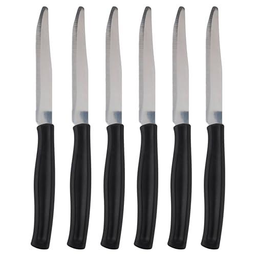 Set 6 coltelli da tavola, Lama seghettata in Acciaio Inox, Manico in plastica PP, Nero, SìChef