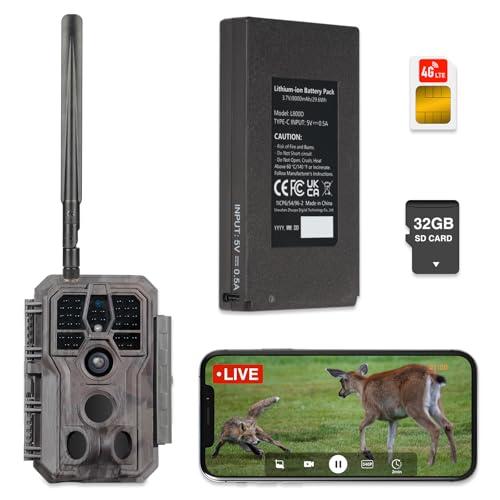 GardePro X50 Pro Max Fotocamera da Caccia 4G LTE con Streaming Live, Batteria Ricaricabile da 8000mAh, Scheda SD Integrata, 48MP 1296P, Animali Movimento Attivato Visione Notturna Esterna X50PLMB