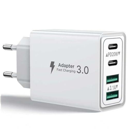 Caricatore USB C, 40W Presa USB Alimentatore USB C PD & QC3.0, Multipla Carica Spina Rapido Caricatore per iPhone 16/15/14/12/11/Pro Max/X/XS/XR/8/7/6S/iPad, Galaxy