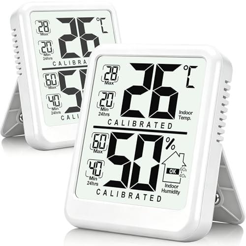 Antonki 2 Pack Termometro digitale, piccolo igrometro, termometro per interni, misuratore di umidità della temperatura, misuratore di umidità con sensore monitor di registrazione max/min, per casa