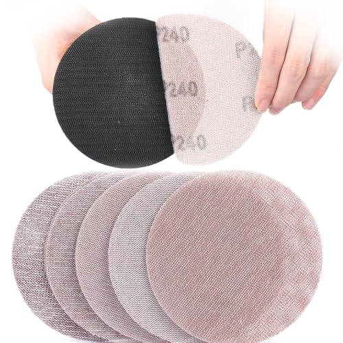 Sruhrak 50 pezzi di carta abrasiva, 125mm rete abrasiva 80/120/180/240/400 grana dischi abrasivi per levigatrici a secco levigatrici orbitali casuali