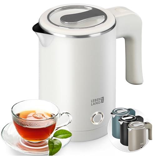 LEBENLANG Bollitore elettrico piccolo in acciaio inox - 500 ml & senza BPA I 600W Mini bollitori piccolo bianco per viaggiare I Electric kettle acqua elettrici Wasserkocher Water boiler da ufficio