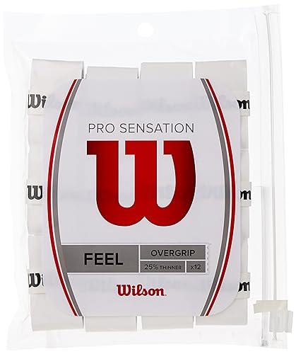 Wilson Pro Overgrip Sensation Impugnatura per Racchetta da Tennis, Unisex - Adulto, Bianco, 12 Pezzi