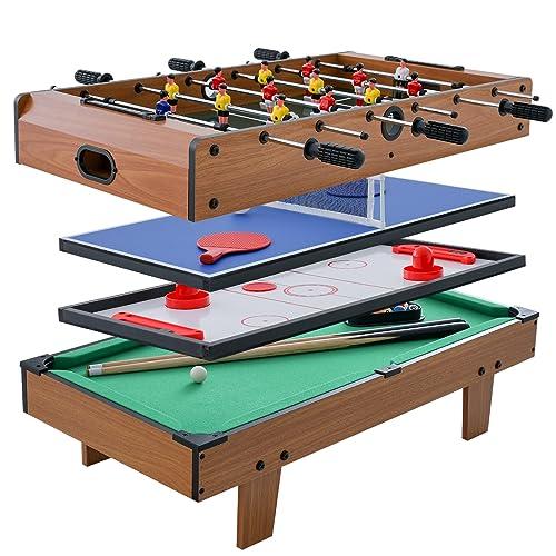 RELAX4LIFE 4 in 1 Tavolo Multigioco con Calcio Balilla, Biliardino, Ping pong e Hockey ad Aria, per Bambini e Adulti, Casa Ufficio Bar, 81 x 43 x 30,5 cm