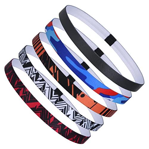URAQT Fascia Sportiva Capelli Antiscivolo, 5 Fasce Sottili Elastiche per Donna Uomo, per Sport,Yoga, Fare Jogging, Calcio (Colorato)