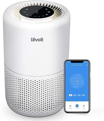 LEVOIT Purificatore d'Aria Smart con Filtro HEPA, Depuratore con APP e Alexa, Rimuove 99,97% di Allergeni Fumo Polvere Polline di Pet Odore, Vento Forte, Modalità di Sonno per Casa 35m²,Core 200S