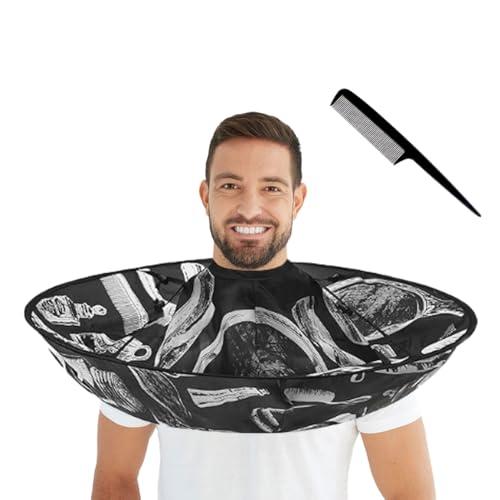 SanKristo Grembiule Professionale Pieghevole per Parrucchieri, Impermeabile e Universale con Accessori Pettine per Taglio Capelli Donna, Uomo e Bambino (Nero)