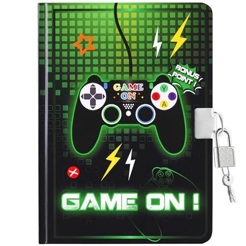WERNNSAI Gioco Diario per Ragazzi - Luminoso Quaderno Regalo per Bambini Viaggio Privato Quaderni Copertina Rigida Block Note A5 a Righe Memo Blocco Note da Scrivere con Serratura e Chiavi