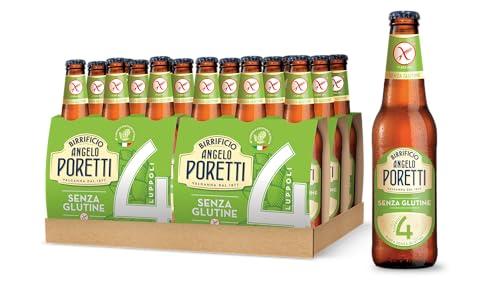 Birrificio Angelo Poretti Birra 4 Luppoli SENZA GLUTINE, Cassa con 24 Bottiglie da 33cl, Birra Lager Senza Glutine, Gusto Delicato, Gradazione Alcolica 4.8% Vol
