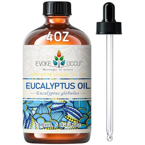EVOKE OCCU Olio Essenziale Eucalipto 118ml, Puro per Rinfrescare la Mente, Purificare l'aria, la Cura Della Pelle, i Diffusori, l'aromaterapia e il Massaggio