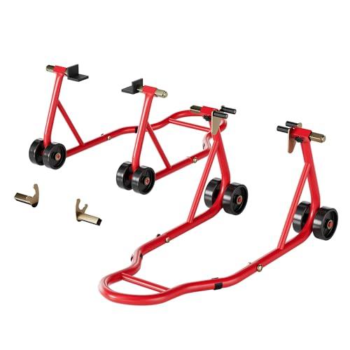 SPECSTAR Cavalletti per Moto Portata 400 KG Sollevatore Anteriore Posteriore con Forcellone Regolabile a U+L Cavalletti da Paddock Robusti