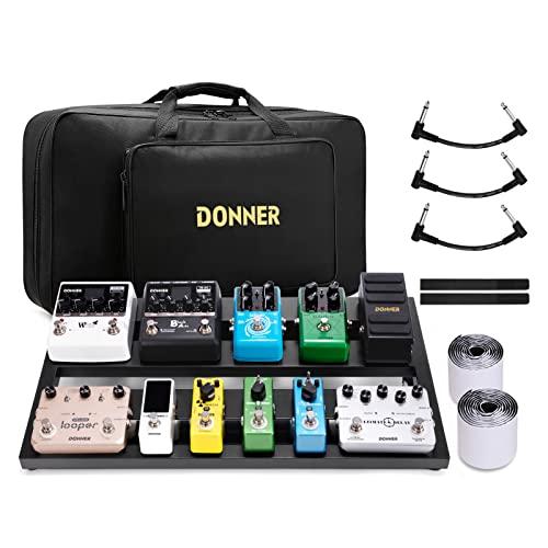 Donner DB-3 Pedalboard Pedaliera in alluminio per Effetti a Pedale con Borsa incluso Nastro Adesivo a Strappo con Spazio di Montaggio per Alimentatore, 500 * 290 * 100mm
