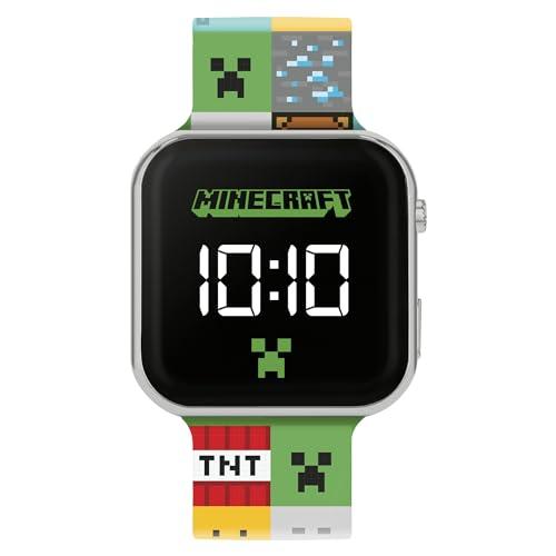 Minecraft Orologio da polso per bambini con LED digitale, multicolore, cinturino in silicone MIN4272, multicolore, Cinturino.