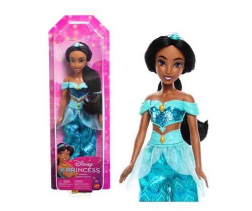 Mattel Disney Princess - Jasmine bambola con capi e accessori scintillanti ispirati al film, giocattolo per bambini, 3+ Anni, HLW12