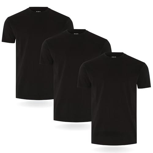 FM London (confezione da 3/5) Maglietta da uomo - T-shirt premium con design leggermente aderente - Maglietta realizzata in cotone 100%, Nero (3 Pezzi), M