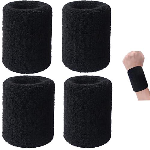 YOFASEN 4 Pezzi Polsino di Sport Assorbente - Fasce da Polso per Calcio Pallacanestro, Correre Atletica Sportiva