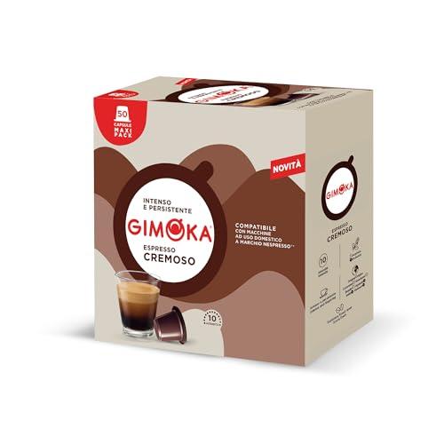 Gimoka, Espresso Cremoso, Intensità 10/13, 50 Capsule Compatibili con Sistema Nespresso, Dolce ed Equilibrato, Note di Nocciola e Frutta Secca, Aroma Morbido e Avvolgente