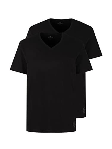 TOM TAILOR 1008639, Maglietta Basic in Confezione Doppia con Scollo a V Uomo, Nero (Black 29999), XL