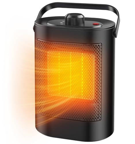 Stufetta Elettrica Basso Consumo 1500W per Uso Domestico, 3 modalità, in Ceramica PTC, Protezione da Surriscaldamento e Ribaltamento, Stufe Elettriche Portatile per Soggiorni, Uffici