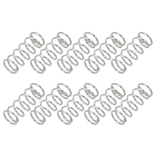 PATIKIL Molla a Compressione, Dia Filo 1mm x OD 10mm x L 25mm, 10Pz Molla a Compressione Acciaio Inossidabile 304 Kit Assortimento Piccole Molle per Riparazioni Negozio e Casa
