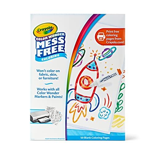 CRAYOLA Color Wonder Mess Free Coloring, pagine da colorare vuote, 50 count, set di ricarica per pagina stampabile, piccolo