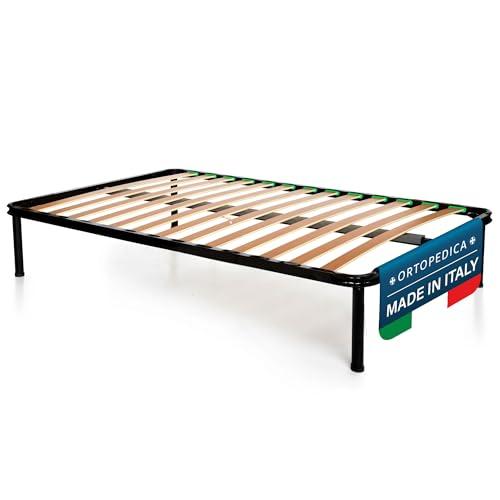 DOLCI SOGNI Rete Una Piazza e Mezza, Rete 120x190 per Letto una Piazza e Mezza, Rete Ortopedica a Doghe in Legno con Struttura Letto 120x190 + 4 Piedi Smontabili, 100% Made in Italy