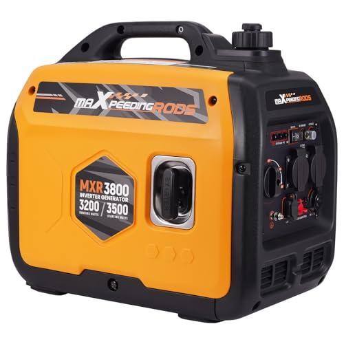 maXpeedingrods Generatore di Corrente 3500W, Portatile Generatore Inverter a Benzina 4 Tempi con 2 prese da 230 V / 2 USB / 1 presa da 12 V CC, Modalità ECO Per RV, Camper e Emergenze