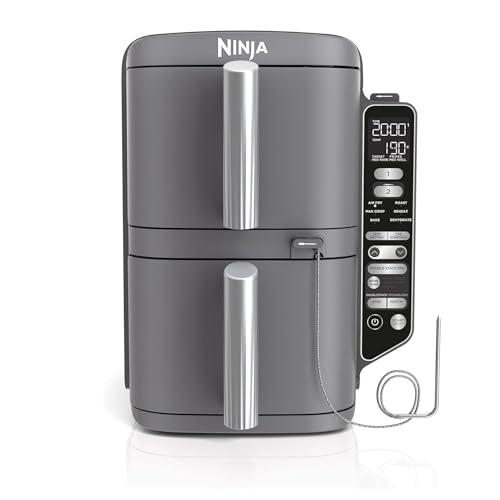 Ninja Double Stack XL Air Fryer - Friggitrice ad aria calda con termometro digitale, 9,5 l, verticale con quattro impostazioni di cottura, 2 livelli di cottura e 2 livelli, 6 funzioni di cottura, 8