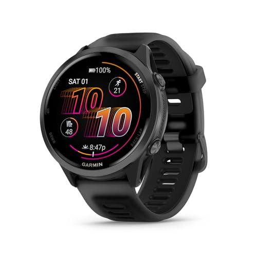 Garmin® Forerunner® 570, 47 mm, smartwatch GPS avanzato per corsa e triathlon, display AMOLED, funzioni di allenamento e recupero, alluminio grigio ardesia con cinturino nero traslucido