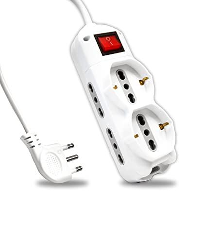 V-TAC Multipresa Elettrica 6 Posti con Interruttore e Cavo 1,5mt - 4 Prese Laterali 10/16A Bipasso e 2 Frontali 10/16A Bipasso Shuk -,Presa Elettrica per Casa, Ufficio, Negozio - Spina 16A - Ciabatta