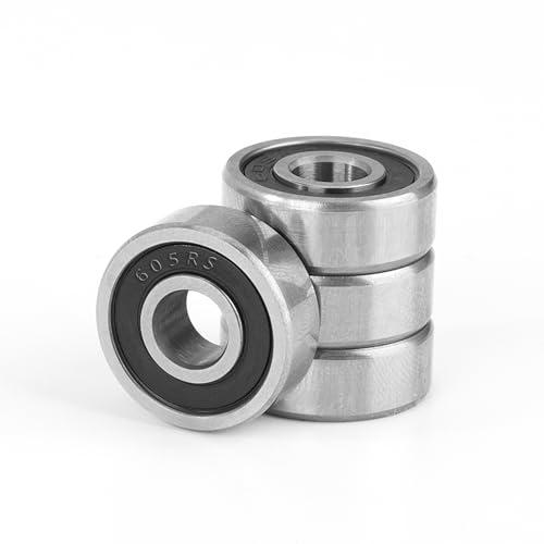 4 Pezzi 605-2RS Cuscinetti a Sfera Sigillati 5x14x5mm, Doppia Guarnizione in Gomma, Acciaio Cromato, Pre-Lubrificati, Gola Profonda in Miniatura per Skateboard, Scooter, Pattini in Linea