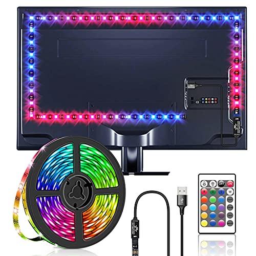 LED TV 2 Metri, LED per TV 2 Metri 5050 RGB Striscia Striscia LED USB con Telecomando Retroilluminazione TV Multicolore per 32