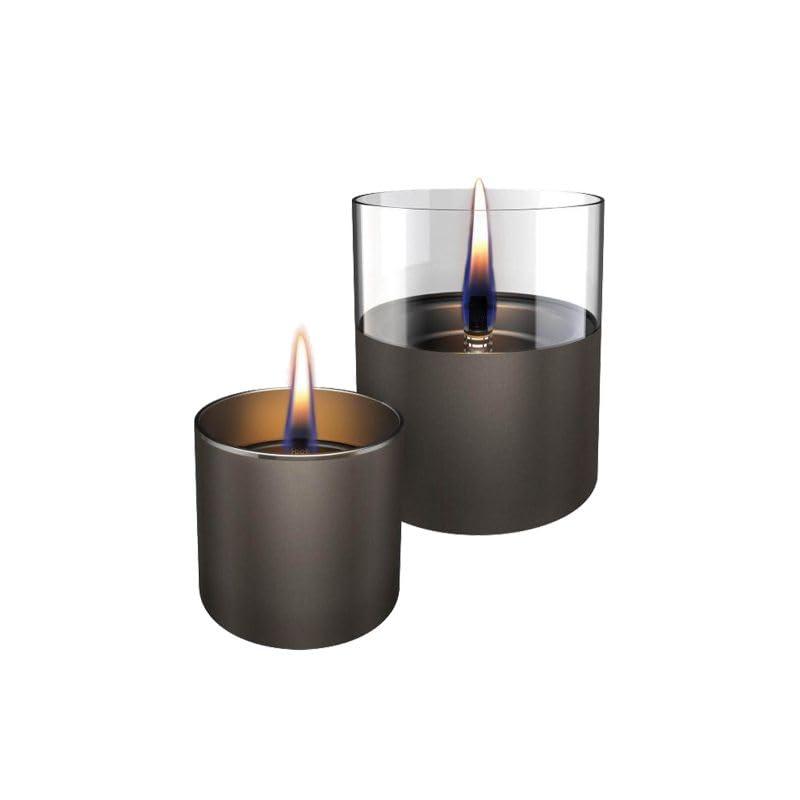 Tenderflame - Set con 2 candele da tavolo ricaricabili Lilly 8 & 10 - Gun metal