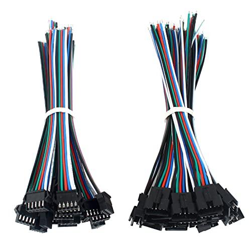 VIPMOON 20 Paia JST SM 5 Pin Connettore, 22 AWG JST 5 Pin Adattatore Micro Elettrico Spina, Connettore Maschio e Femmina con 150mm Cavo per Strisce LED RGBW