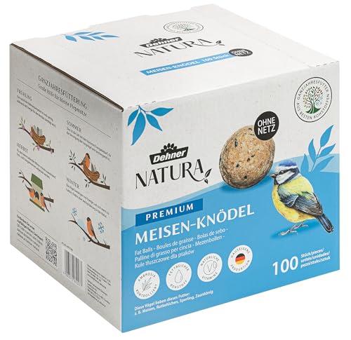 Dehner Natura Premium palline per cinciallegre senza rete, ricche di proteine ed energia, cibo di alta qualità per uccelli selvatici, 100 pezzi da 90 g ciascuno (9 kg), scatola certificata FSC
