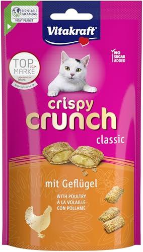 Vitakraft Crispy Crunch Classic, snack gatto, snack gatto croccanti ripieni con pollame, in bustina richiudibile, senza zuccheri aggiunti (1x 60g)