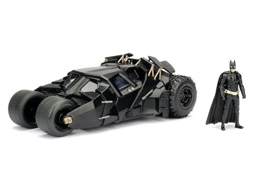 Jada 253215005 Batman The Dark Knight Batmobile in Scala 1:24 con Personaggio di Batman in Die Cast, Nero, One Size