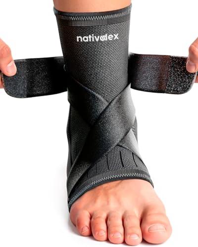 NativoDex Cavigliera per Stabilizzare e Prevenire Distorsioni, Supporto e Compressione per Infortuni alla Caviglia, Sportiva e Regolabile, per entrambi i piedi