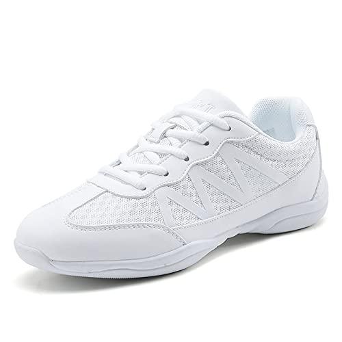 Scarpe da Ballo da Donna Cheer Ragazze Bianco Traspirante Leggero Cheerleading Scarpe da Competizione Athletic Sport Training Sneakers, Bianco,EU35