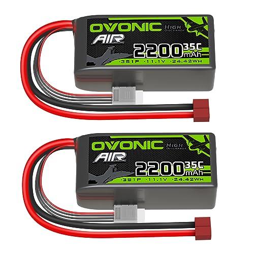 OVONIC Batteria Lipo 3s 35C 2200mAh 11.1V Batteria Short Pack con Deans per RC Heli Aereo Quadcopter RC Auto Multi-Motore Elicottero Fai da Te Hobby (2 pezzi)