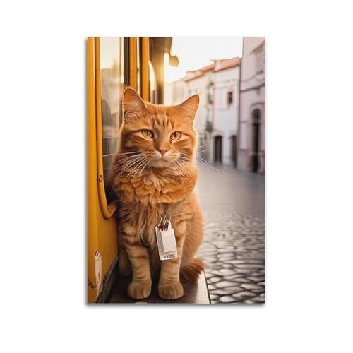 YTNSA Poster decorativo da parete con gattino, stampa artistica su tela, poster decorativo moderno, per camera da letto, per camera da letto, 50 x 75 cm