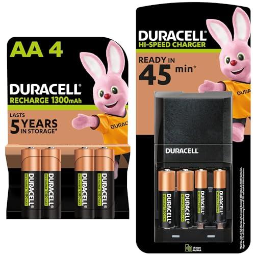 Duracell - Caricabatterie da 45 Minuti, con incluse batterie ricaricabili, 6 AA + 2 AAA