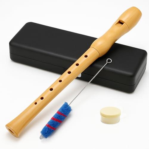 KAIYAYA Flauto Dolce Legno,Flauto Soprano,Flauti a 8 Fori Design Staccabile con Scovolino,in Legno di Acero,Diteggiatura Tedesca Barocca per Scuola Bambini Principianti,Adulti