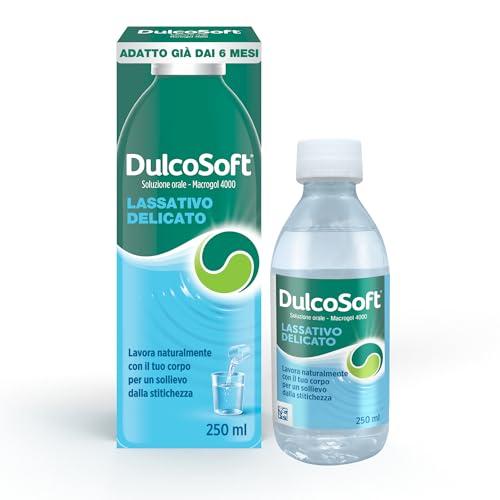 DulcoSoft Lassativo con Macrogol, Rimedi Stitichezza Adulti, Bambini - Senza Glutine, Senza Zucchero, Senza Lattosio - Lassativo Delicato per Irregolarità Intestinale, Stipsi (Soluzione Orale 250ml)